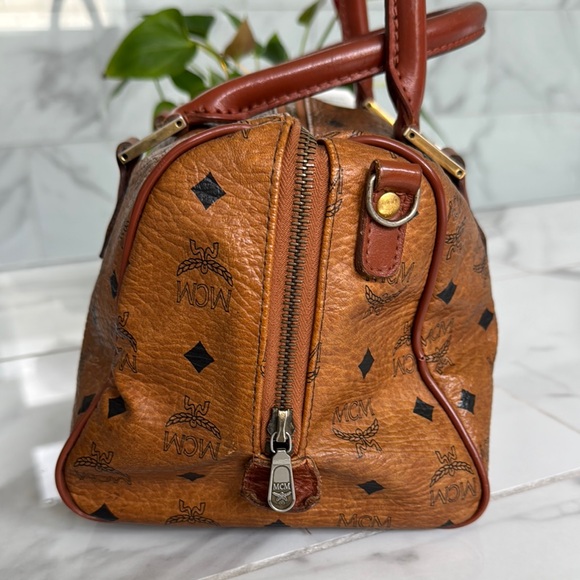 Authentic MCM Brown Hand Bag with Signature Logo and Gold Hardware - Picture 5 of 17